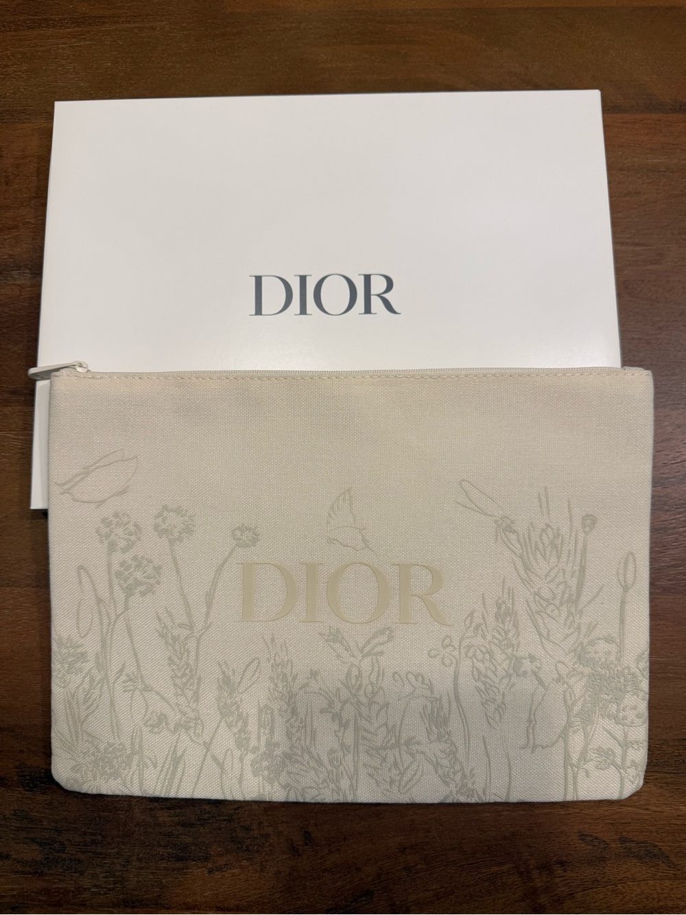 Dior Cream Floral Canvas Pouch